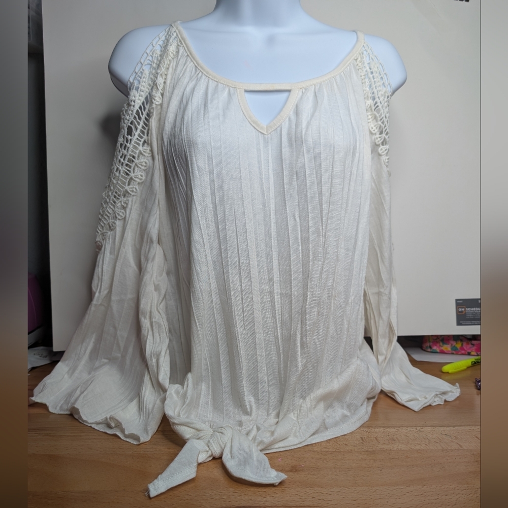 New York Laundry Cream Blouse with Crochet Detail